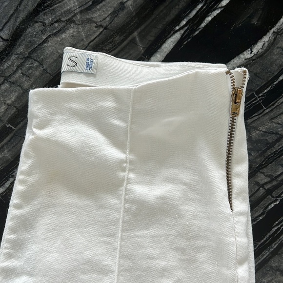 White Split Hem High Waist Pants Street Style Chic - Size S - Picture 10 of 14